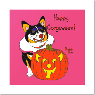 Bookie Boo the Corgi Clown - Happy Corgoween Posters and Art